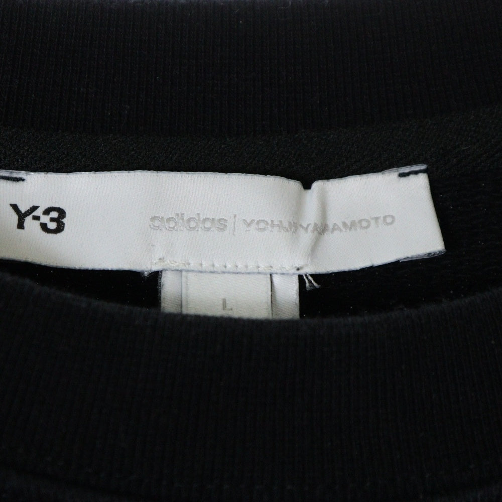 Y-3(ワイスリー) 21SS SQUARE LOGO CREW SWEATSHIRT ロゴプリント クルーネックスウェットトレーナー ブラック HB3324