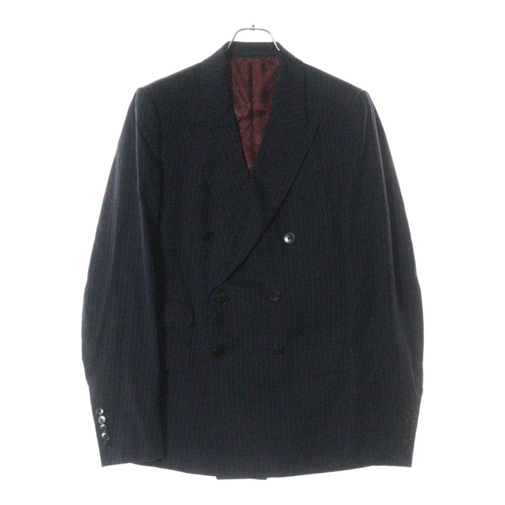 GUCCI(グッチ) 裏地GGロゴ ストライプ ダブルブレスト テーラードジャケット スラックスパンツ セットアップ ネイビー/レッド 616U01 21GUFA