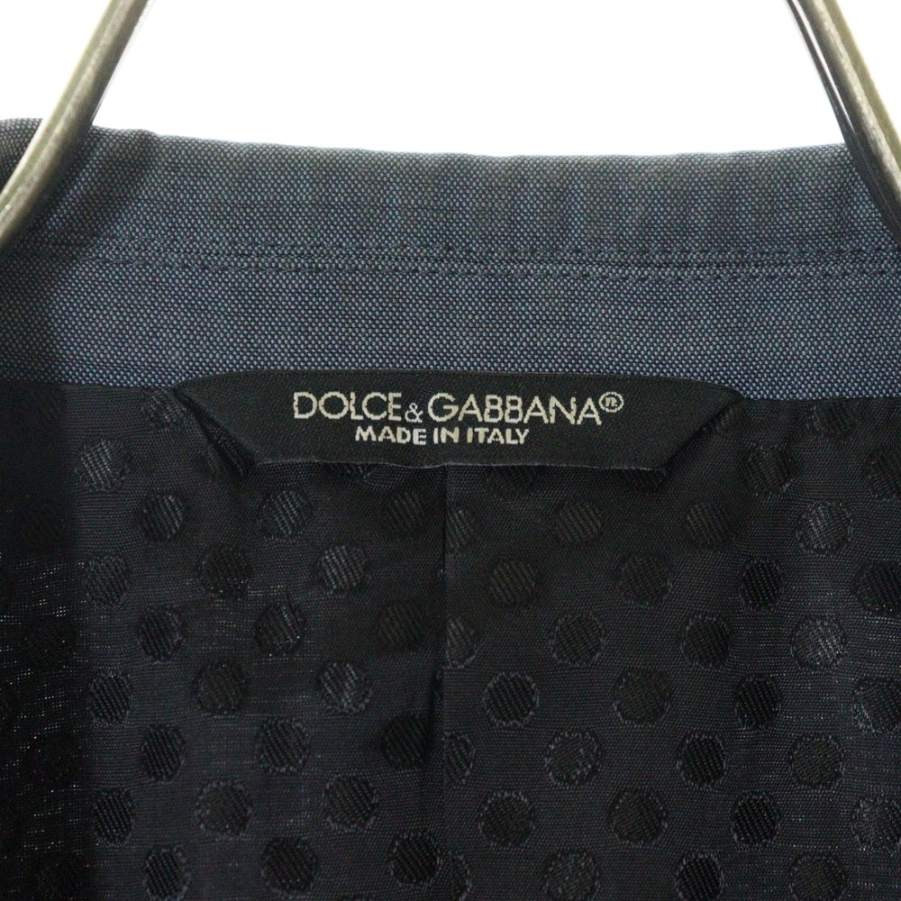 DOLCE & GABBANA(ドルチェアンドガッバーナ) 裏地ドット柄 ウール 2B テーラードジャケット スラックスパンツ セットアップ スーツ ブルー G13AMT