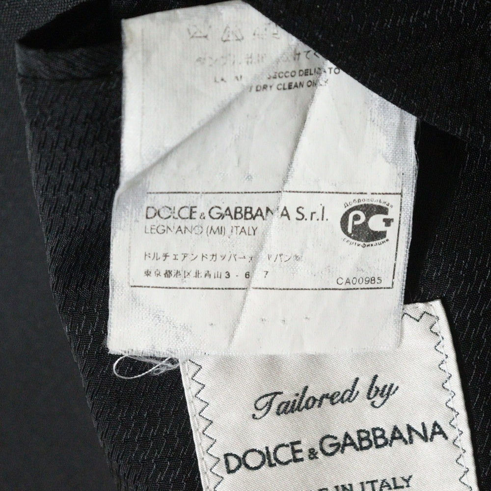 DOLCE & GABBANA(ドルチェアンドガッバーナ) ダブルブレスト レーヨン テーラードジャケット スラックスパンツ ベスト セットアップ スーツ ブラック G1HDMT