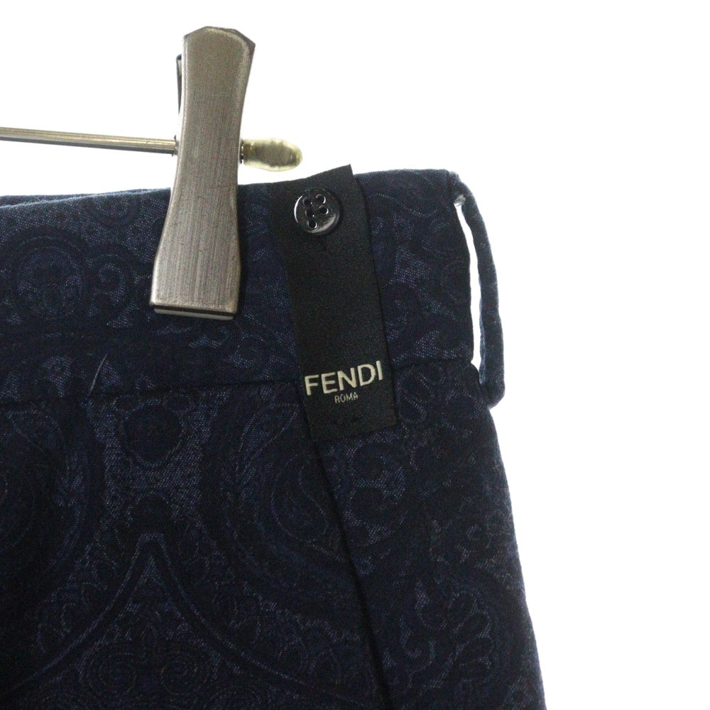 FENDI(フェンディ) ペイズリー 総柄 スラックスパンツ ネイビー FB0366 78C