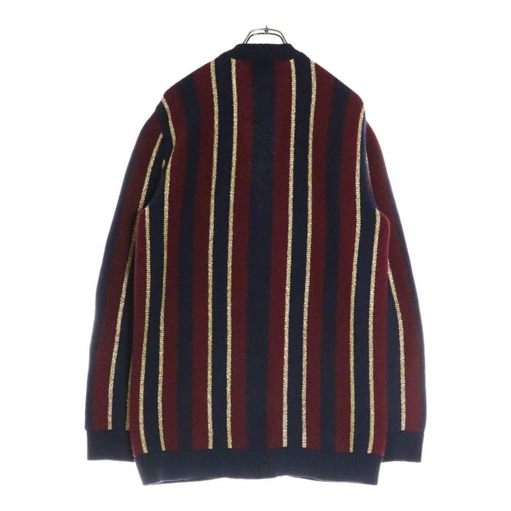 CELINE(セリーヌ) 21AW ストライプ ウール ニットカーディガン ネイビー/レッド 2A99R2130