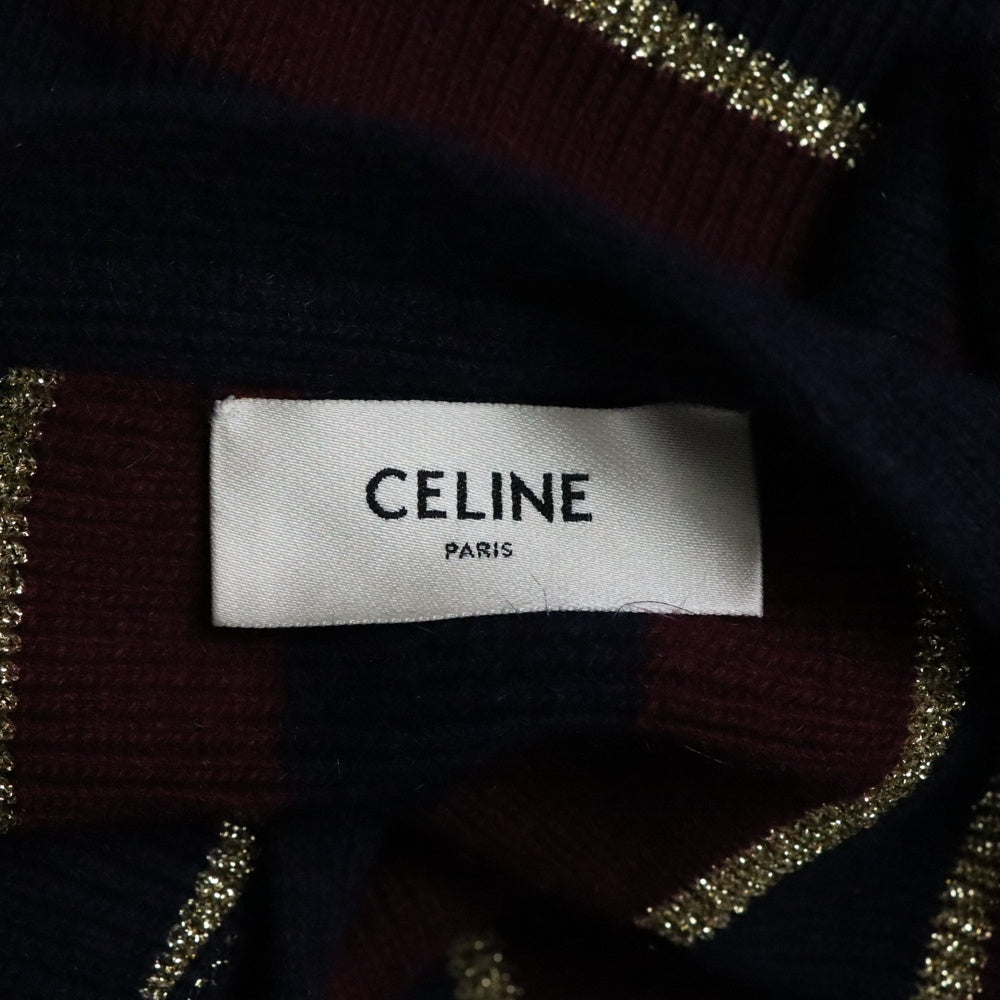 CELINE(セリーヌ) 21AW ストライプ ウール ニットカーディガン ネイビー/レッド 2A99R2130