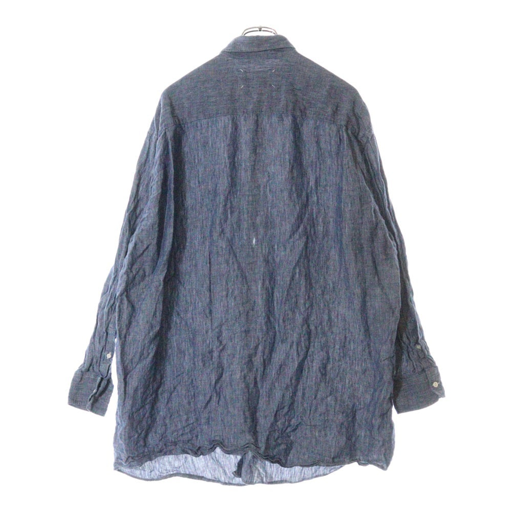 Maison Margiela 10(メゾン マルジェラ) 21SS オーバーサイズ リネン ボタンダウン 長袖シャツ インディゴ S50DL0469 S53726