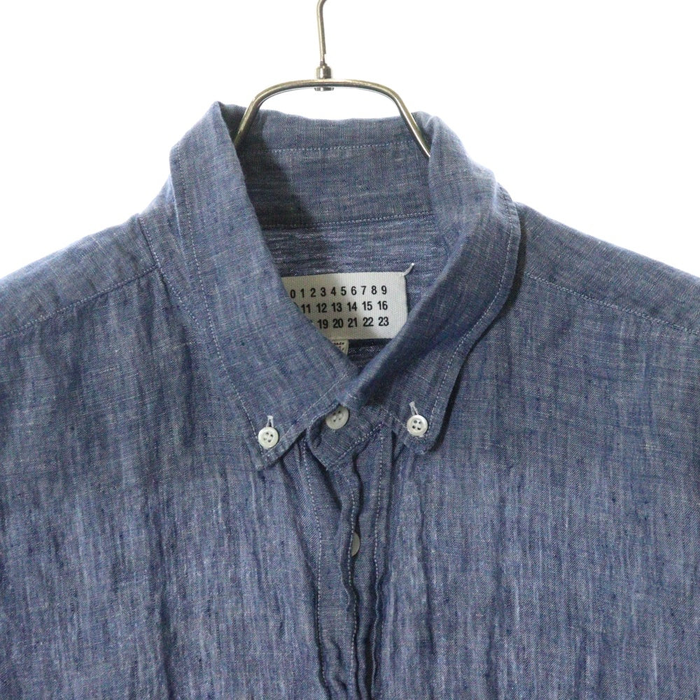Maison Margiela 10(メゾン マルジェラ) 21SS オーバーサイズ リネン ボタンダウン 長袖シャツ インディゴ S50DL0469 S53726
