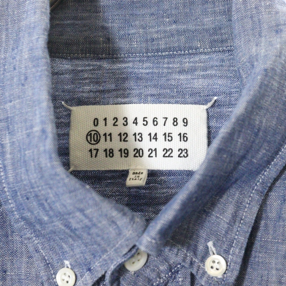 Maison Margiela 10(メゾン マルジェラ) 21SS オーバーサイズ リネン ボタンダウン 長袖シャツ インディゴ S50DL0469 S53726