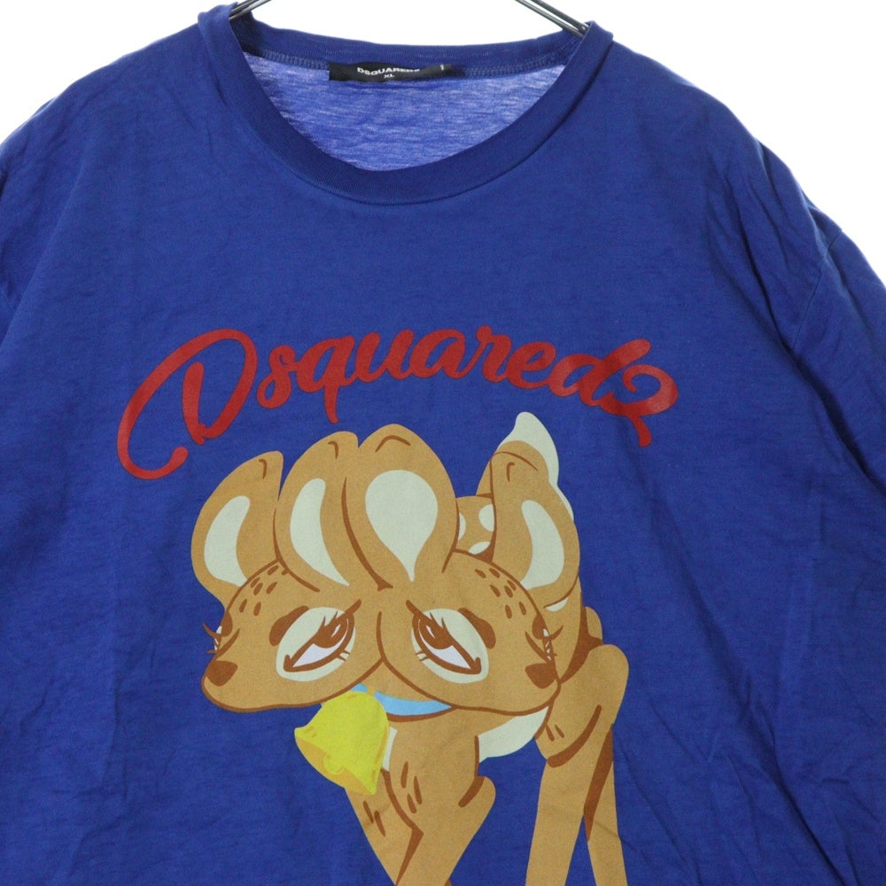 DSQUARED2(ディースクエアード) 21AW Cool Fit バンビ フロントプリント 半袖Tシャツ カットソー ブルー S71GD1106 S22427