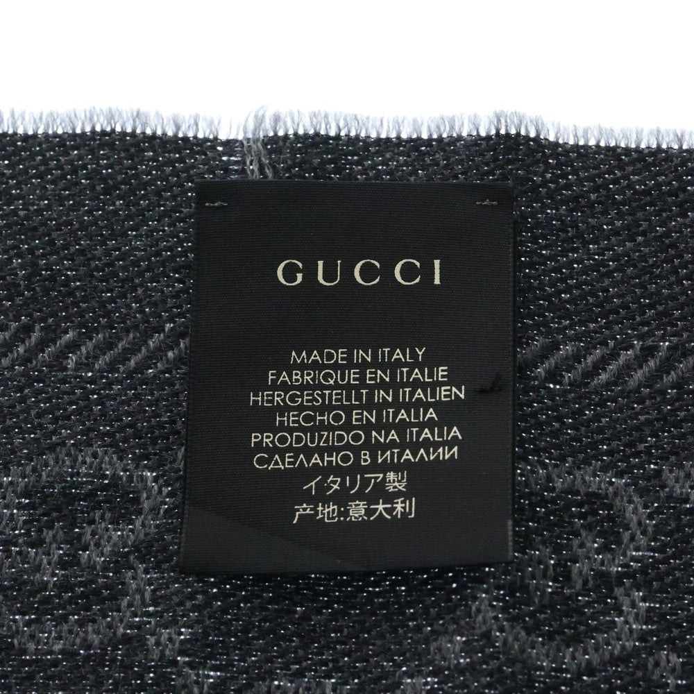 GUCCI(グッチ) GGジャガード 総柄 ウール マフラー ストール グレー