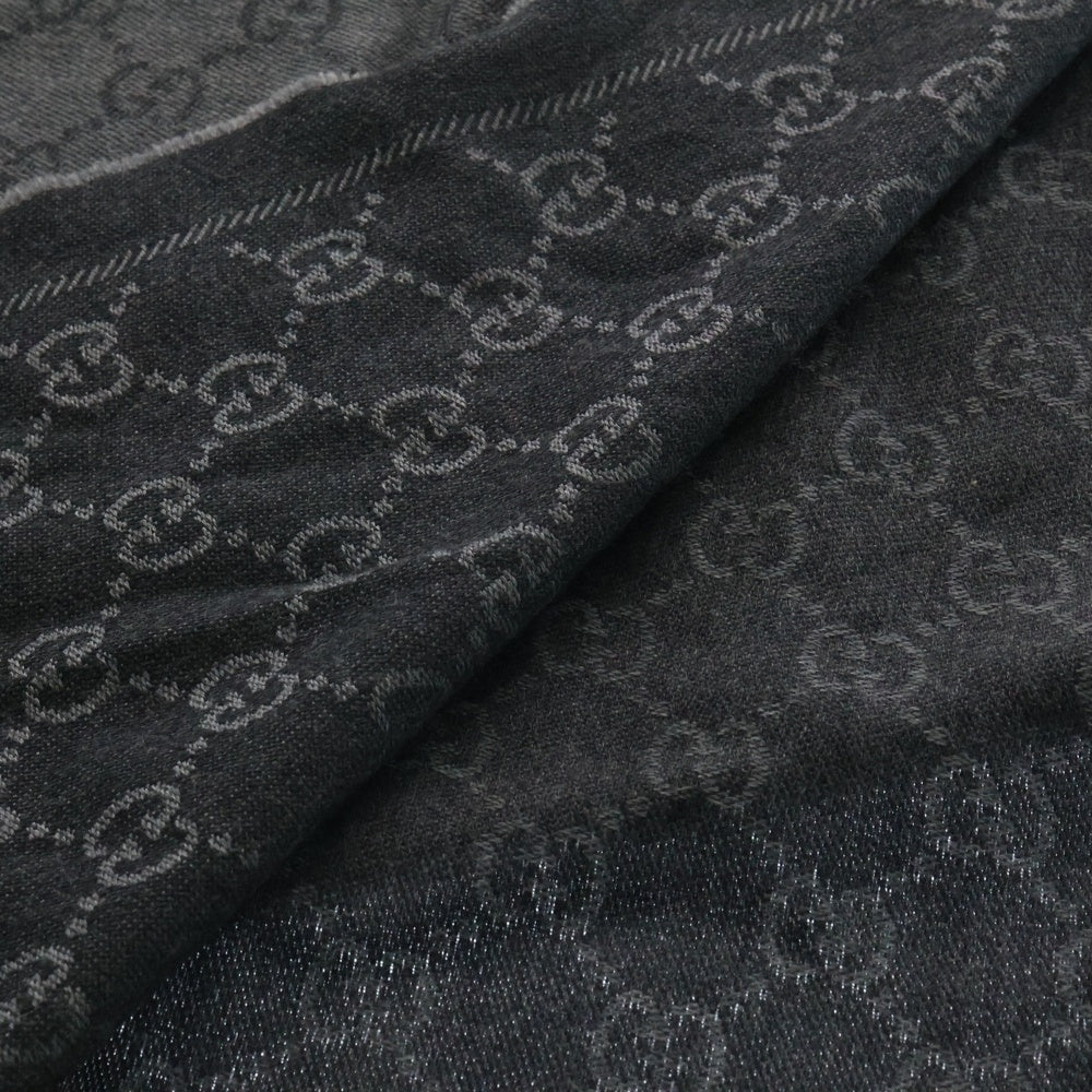 GUCCI(グッチ) GGジャガード 総柄 ウール マフラー ストール グレー