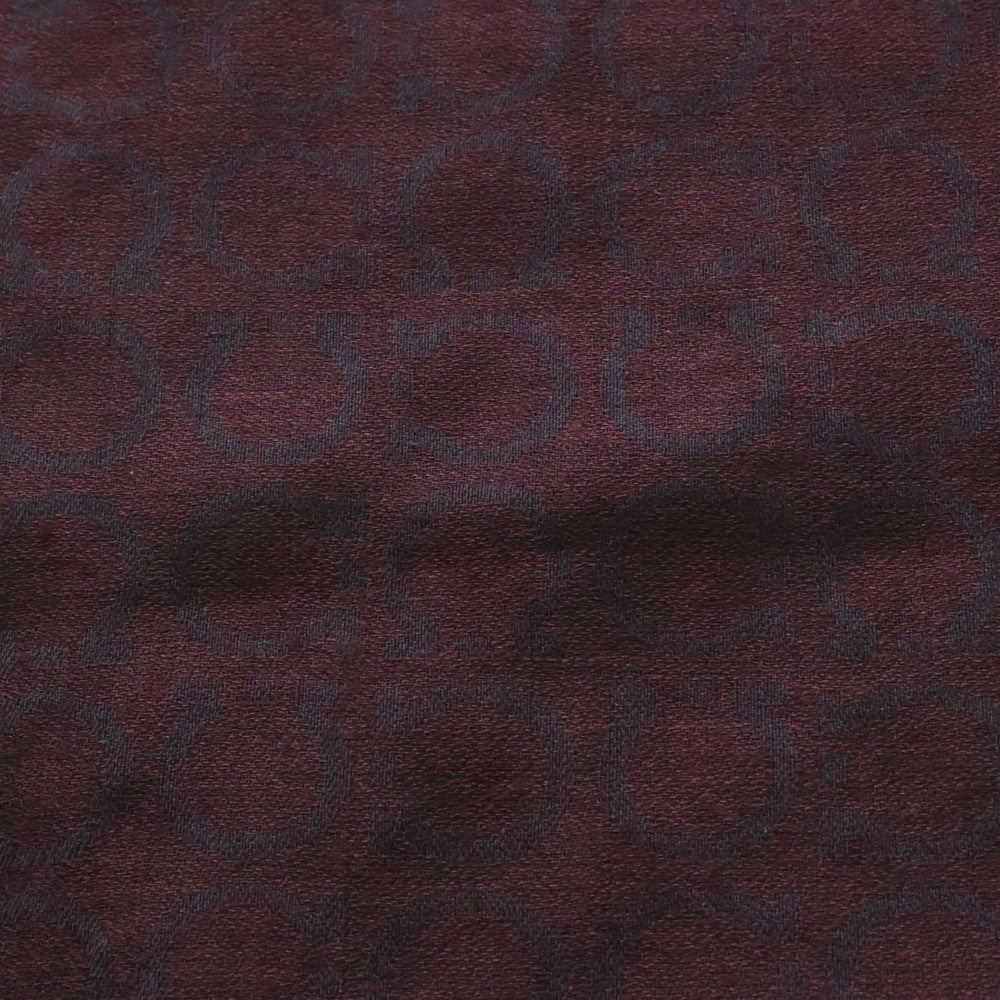Salvatore Ferragamo(サルヴァトーレ フェラガモ) ウール カシミヤ混 総柄 マフラー ストール ボルドー