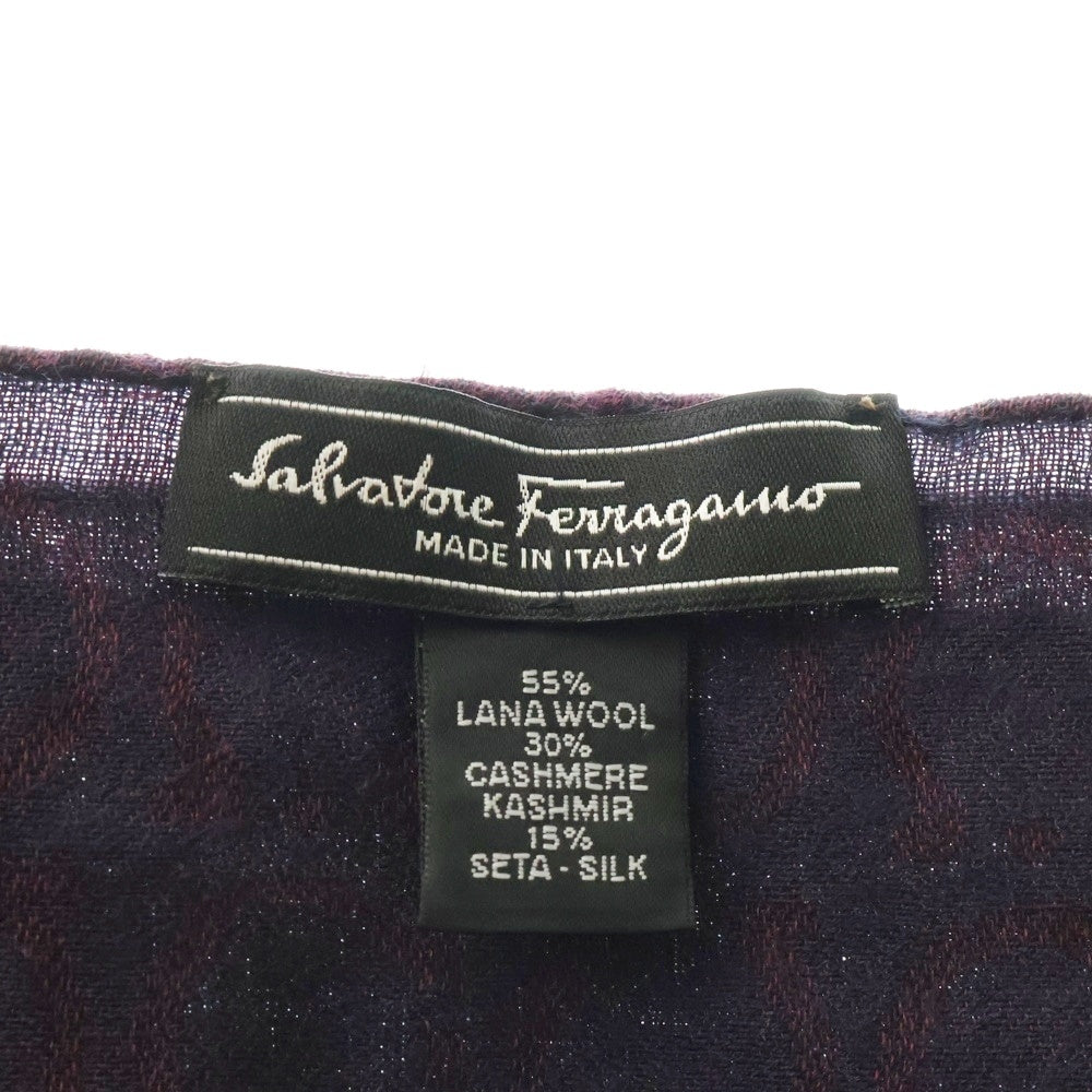 Salvatore Ferragamo(サルヴァトーレ フェラガモ) ウール カシミヤ混 総柄 マフラー ストール ボルドー