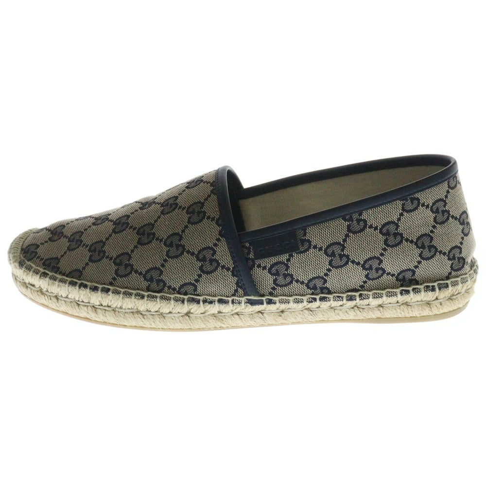 GUCCI(グッチ) GGキャンバス エスパドリーユシューズ レザー スリッポン ネイビー 466903