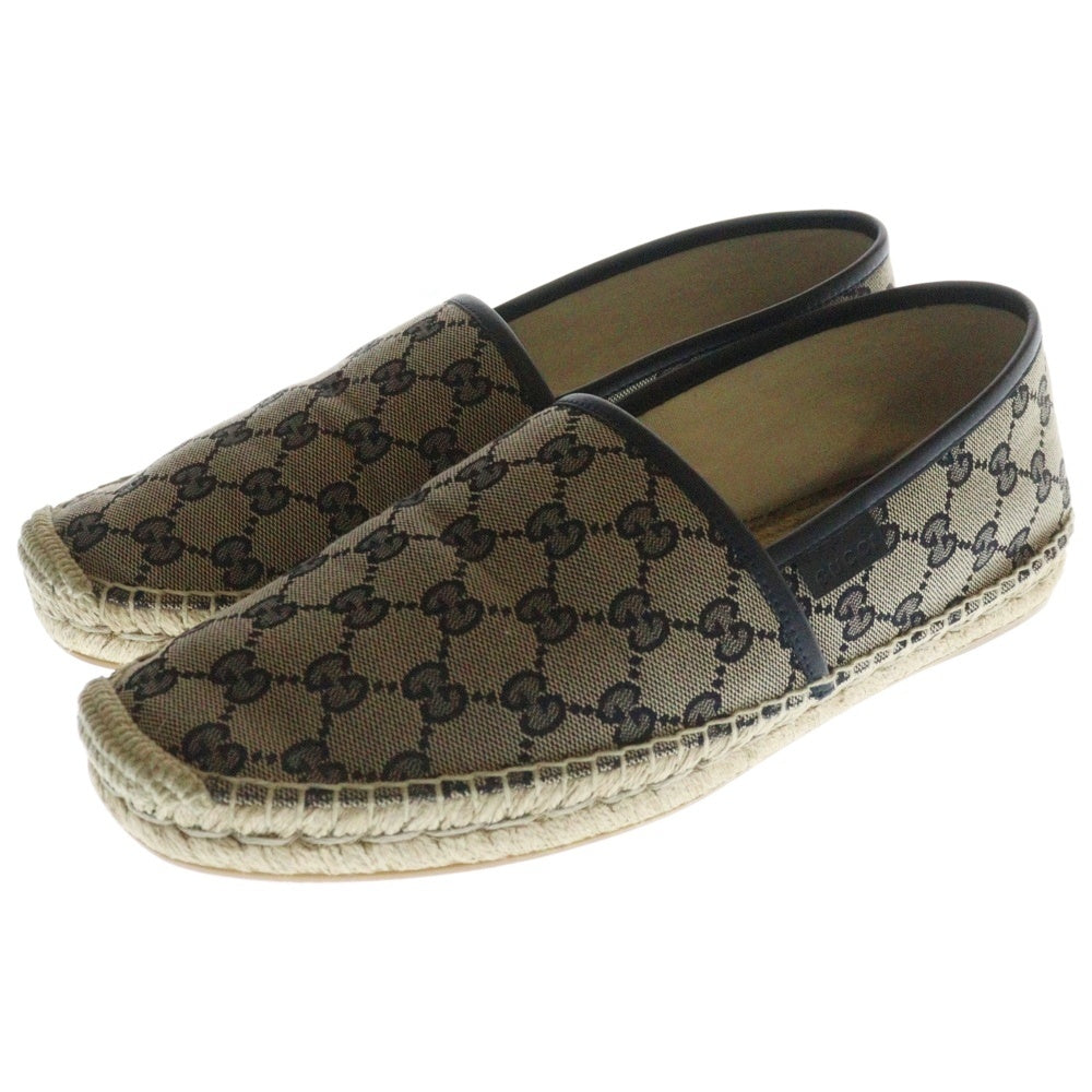 GUCCI(グッチ) GGキャンバス エスパドリーユシューズ レザー スリッポン ネイビー 466903