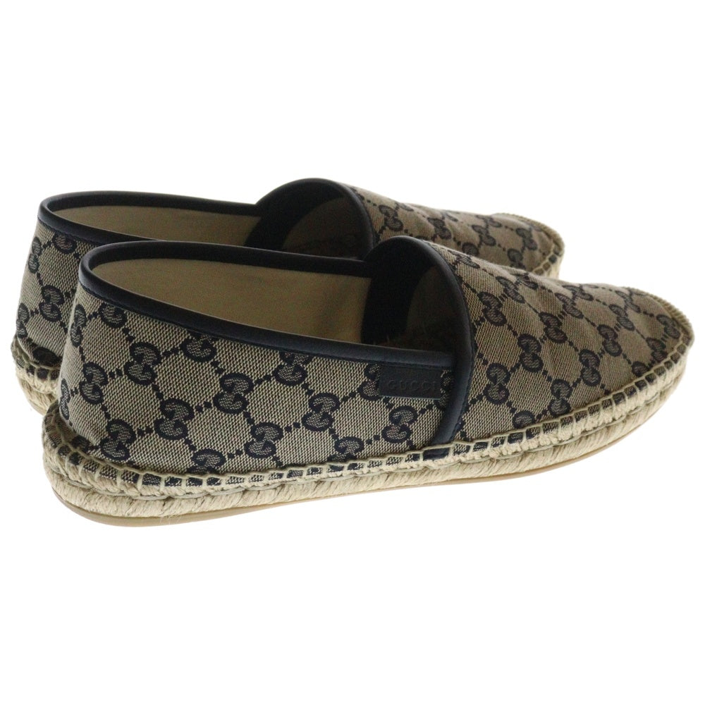 GUCCI(グッチ) GGキャンバス エスパドリーユシューズ レザー スリッポン ネイビー 466903