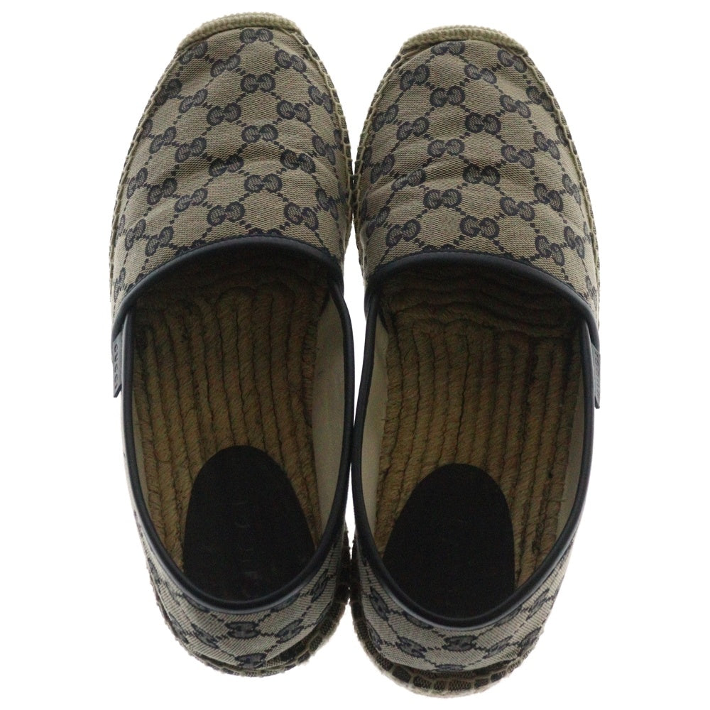 GUCCI(グッチ) GGキャンバス エスパドリーユシューズ レザー スリッポン ネイビー 466903