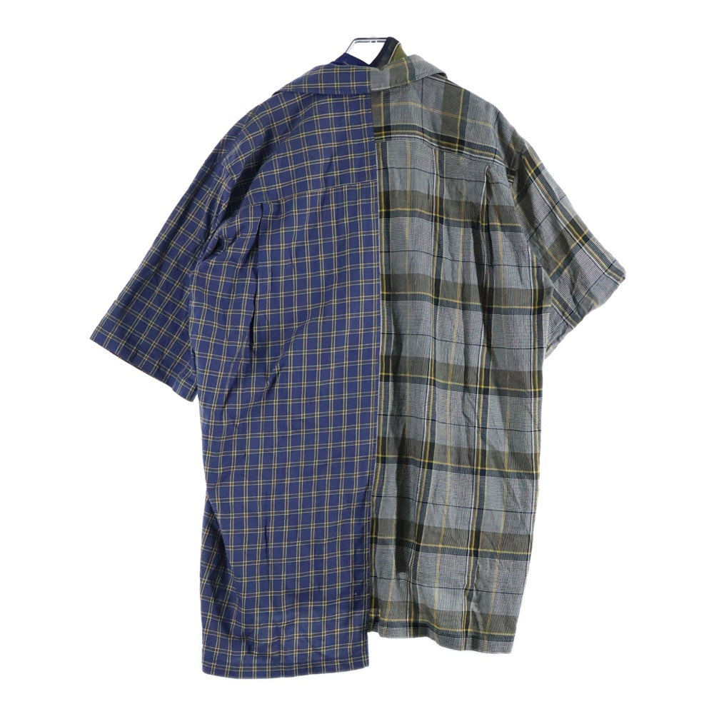 MIHARA YASUHIRO(ミハラヤスヒロ) Mix Pattern Shirts ミックスパターン ドッキング半袖シャツ ネイビー/カーキ A02SH171