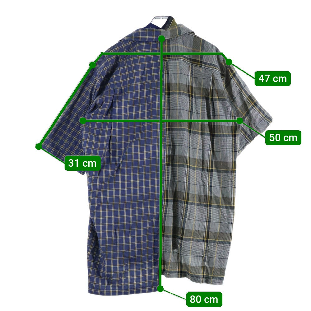 MIHARA YASUHIRO(ミハラヤスヒロ) Mix Pattern Shirts ミックスパターン ドッキング半袖シャツ ネイビー/カーキ A02SH171