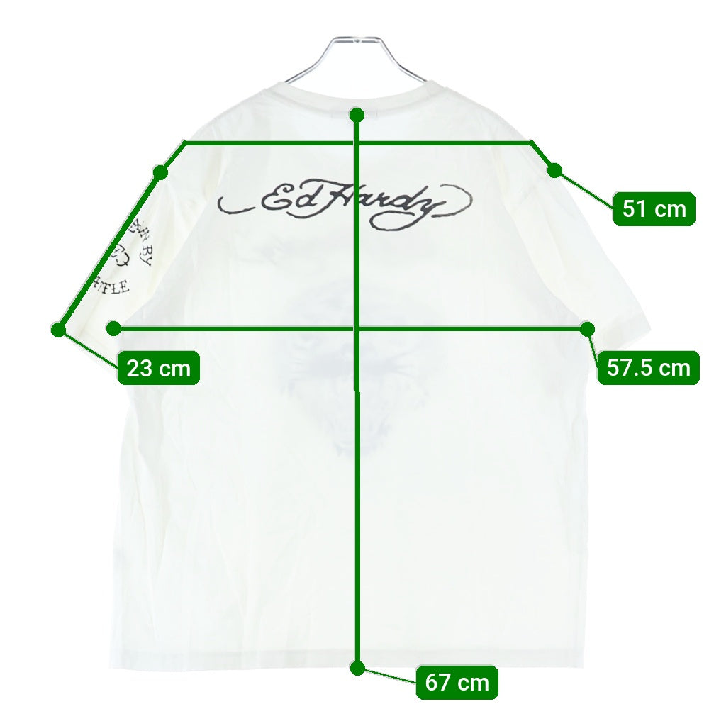 Ed Hardy(エドハーディー) フロント タイガー プリント半袖Tシャツ カットソー ホワイト