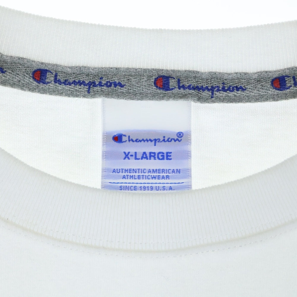 CHAMPION(チャンピオン) スクリプト ロゴ クルーネック 半袖Tシャツ カットソー ホワイト C3-Q301