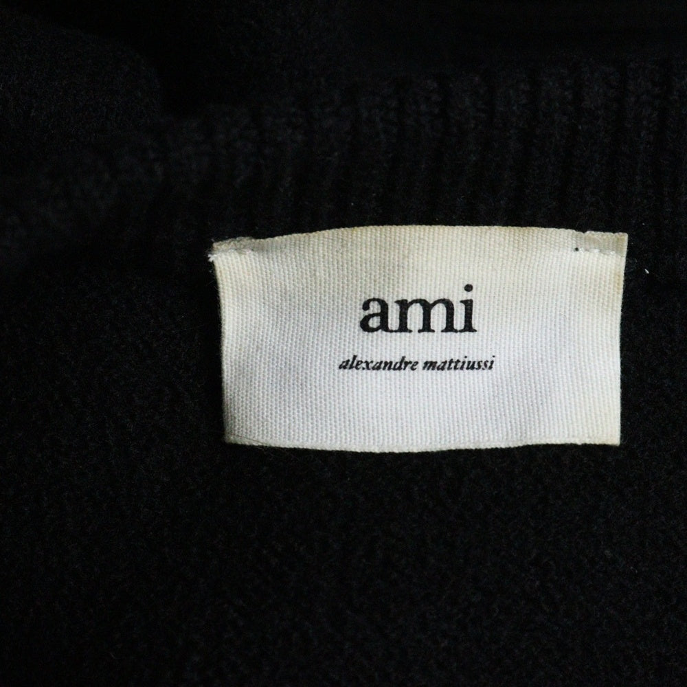 AMI Alexandre Mattiussi(アミアレクサンドルマテュッシ) Ami de Coeur メリノウールフェルト ニット セーター ブラック H21K009 018