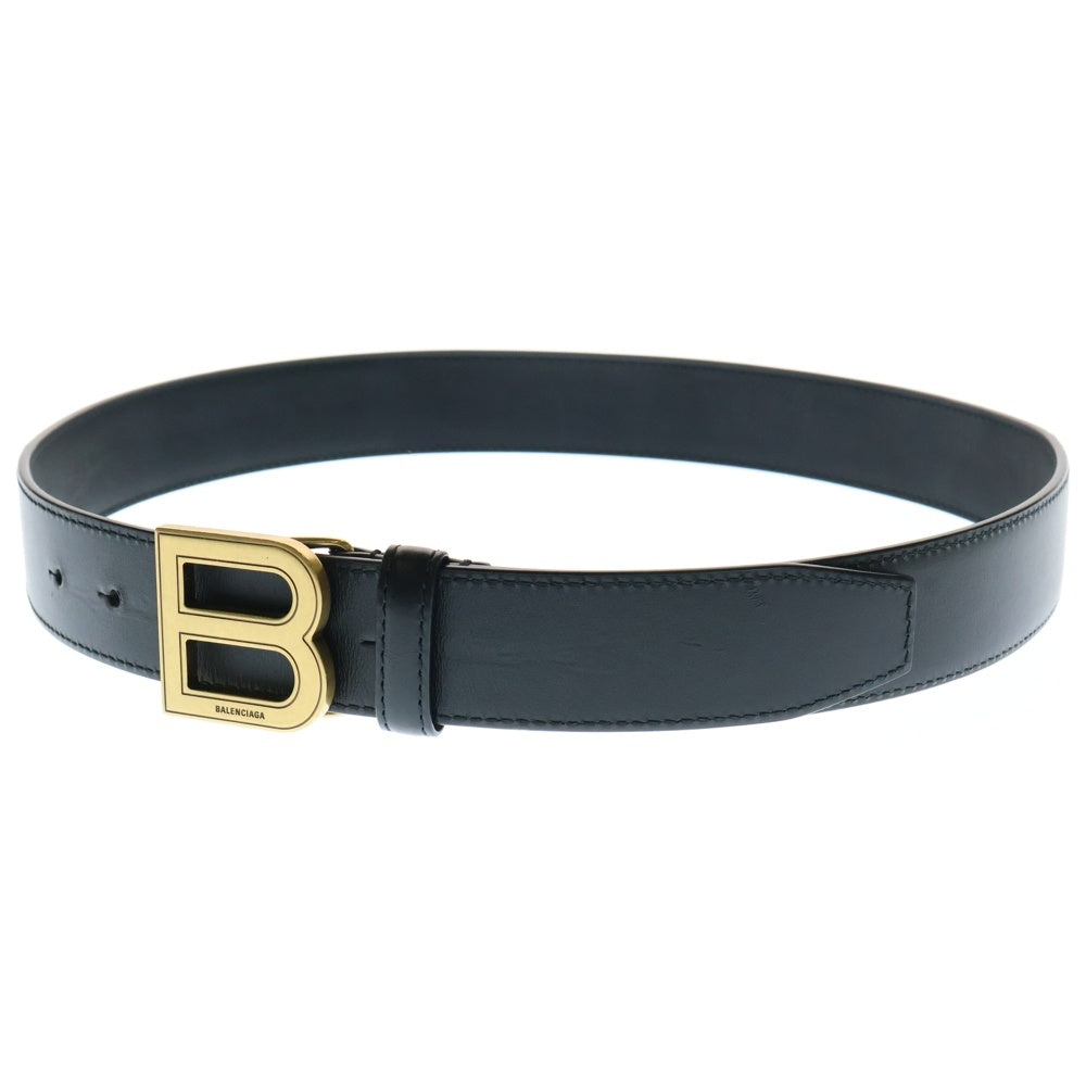 BALENCIAGA(バレンシアガ) Bロゴ ゴールドバックル レザーベルト ブラック 655956