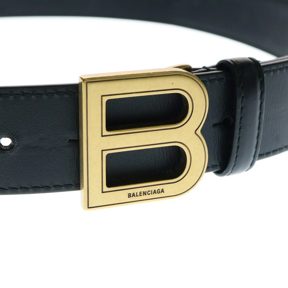 BALENCIAGA(バレンシアガ) Bロゴ ゴールドバックル レザーベルト ブラック 655956