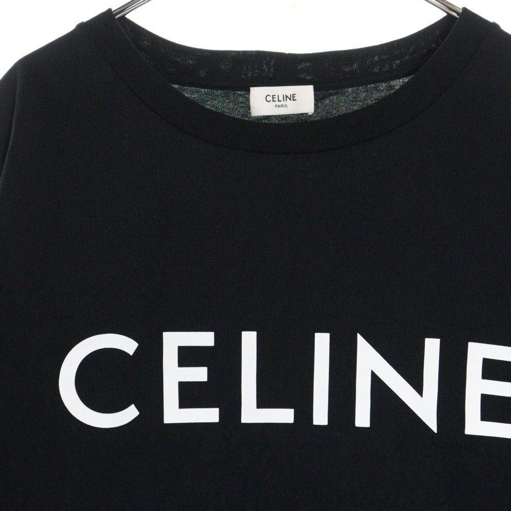 CELINE(セリーヌ) LOOSE FIT TEE ロゴプリント ルーズフィット クルーネック 半袖Tシャツ カットソー ブラック 2X681671Q