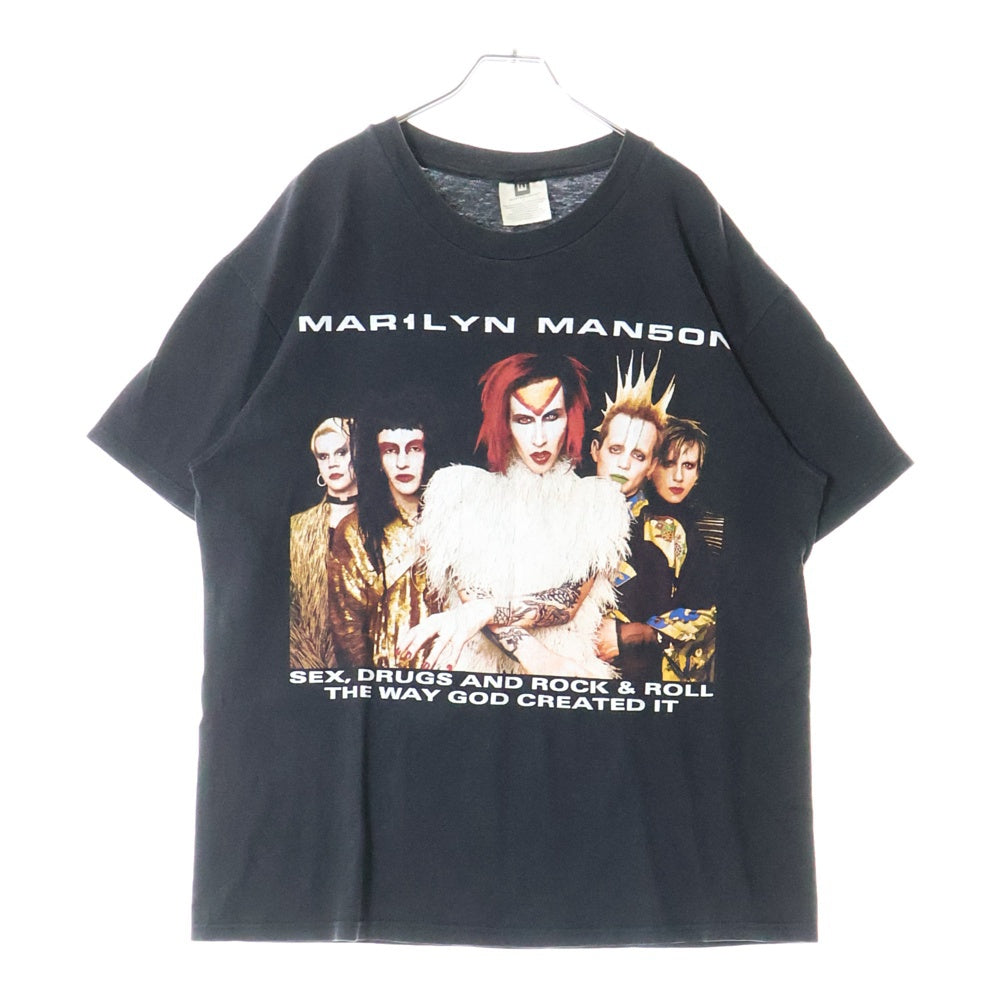 VINTAGE(ヴィンテージ) 90s MARILYN MANSON Sex Drugs and Rock&Roll Tour フロントプリント 半袖Tシャツ カットソー ブラック