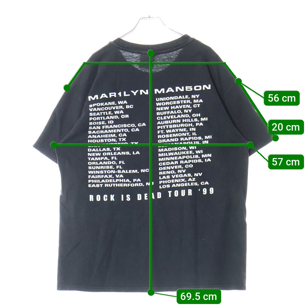VINTAGE(ヴィンテージ) 90s MARILYN MANSON Sex Drugs and Rock&Roll Tour フロントプリント 半袖Tシャツ カットソー ブラック