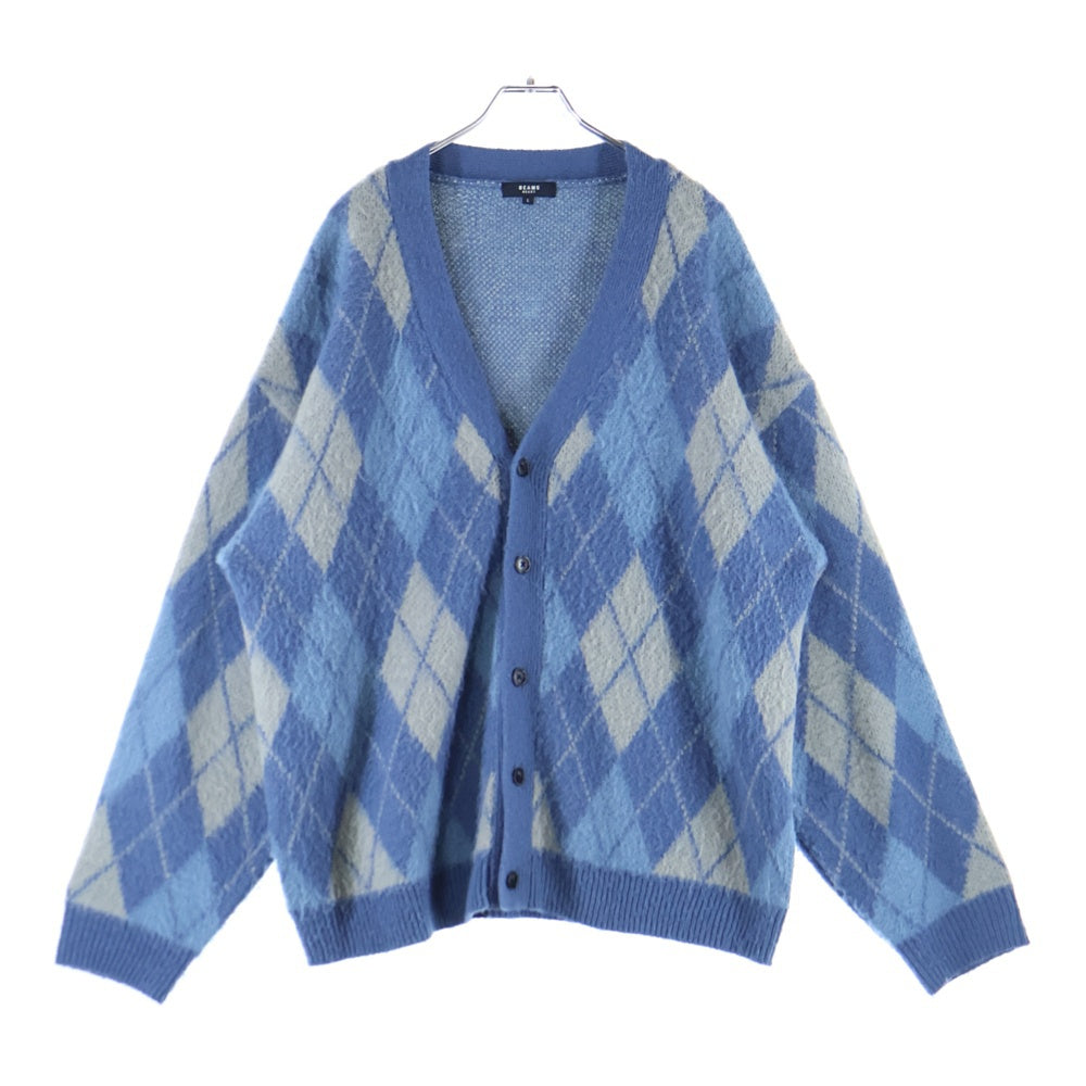 BEAMS HEART(ビームス ハート) 22AW アーガイル オーバーサイズ アクリル ニット カーディガン ブルー 42-15-0013-459