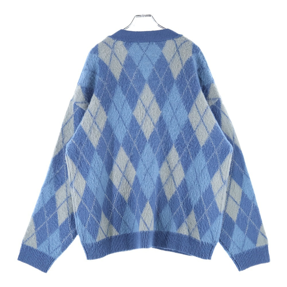 BEAMS HEART(ビームス ハート) 22AW アーガイル オーバーサイズ アクリル ニット カーディガン ブルー 42-15-0013-459