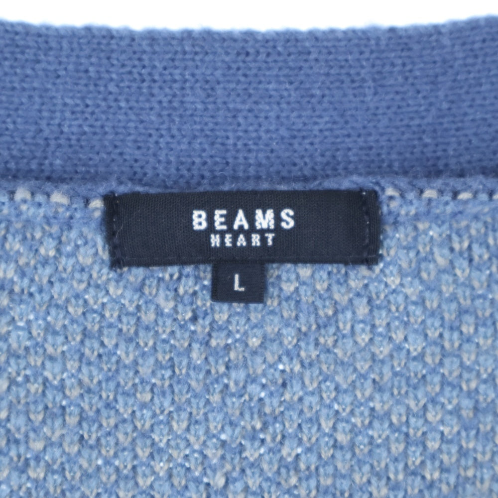 BEAMS HEART(ビームス ハート) 22AW アーガイル オーバーサイズ アクリル ニット カーディガン ブルー 42-15-0013-459