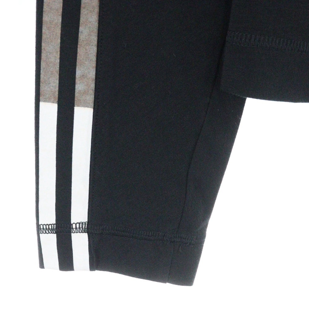 Y-3(ワイスリー) × yohji Yamamoto 3S LS TEE ヨウジヤマモト 3ストライプ フロントロゴプリント クルーネック 長袖Tシャツ ブラック DP0771
