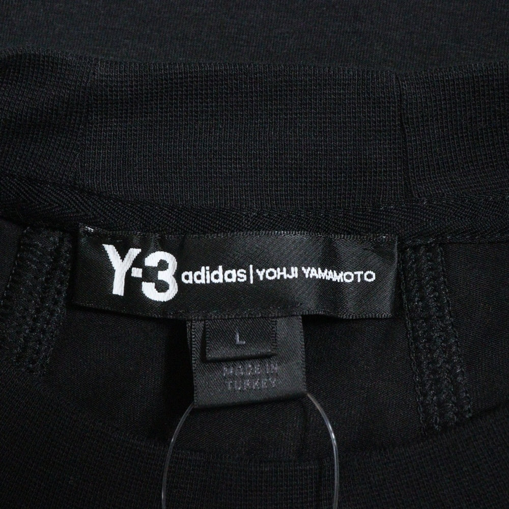 Y-3(ワイスリー) × yohji Yamamoto 3S LS TEE ヨウジヤマモト 3ストライプ フロントロゴプリント クルーネック 長袖Tシャツ ブラック DP0771