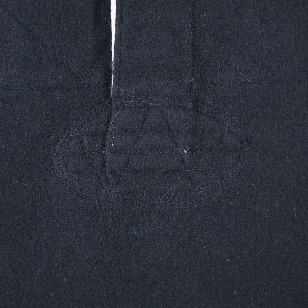NEXUS7(ネクサスセブン) 07AW × KAWS OriginalFake カウズ オリジナルフェイク ロゴ刺繍 ウール 長袖 ポロシャツ ブラック 07AW-NXKN-001