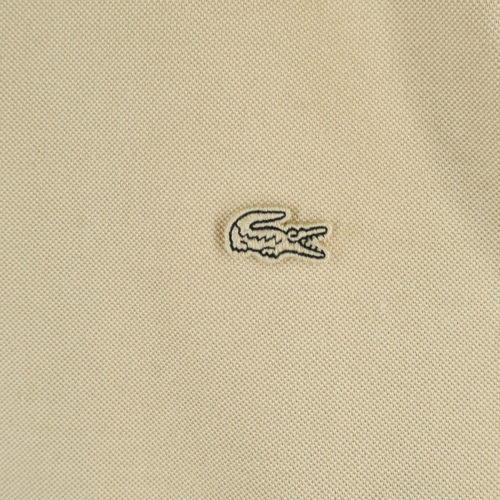 LACOSTE(ラコステ) ロゴワッペン バンドカラー フルオープン 半袖シャツ ベージュ
