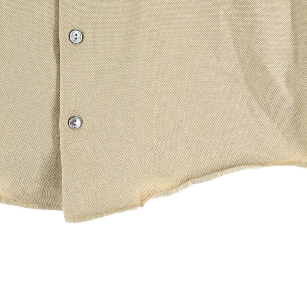 LACOSTE(ラコステ) ロゴワッペン バンドカラー フルオープン 半袖シャツ ベージュ