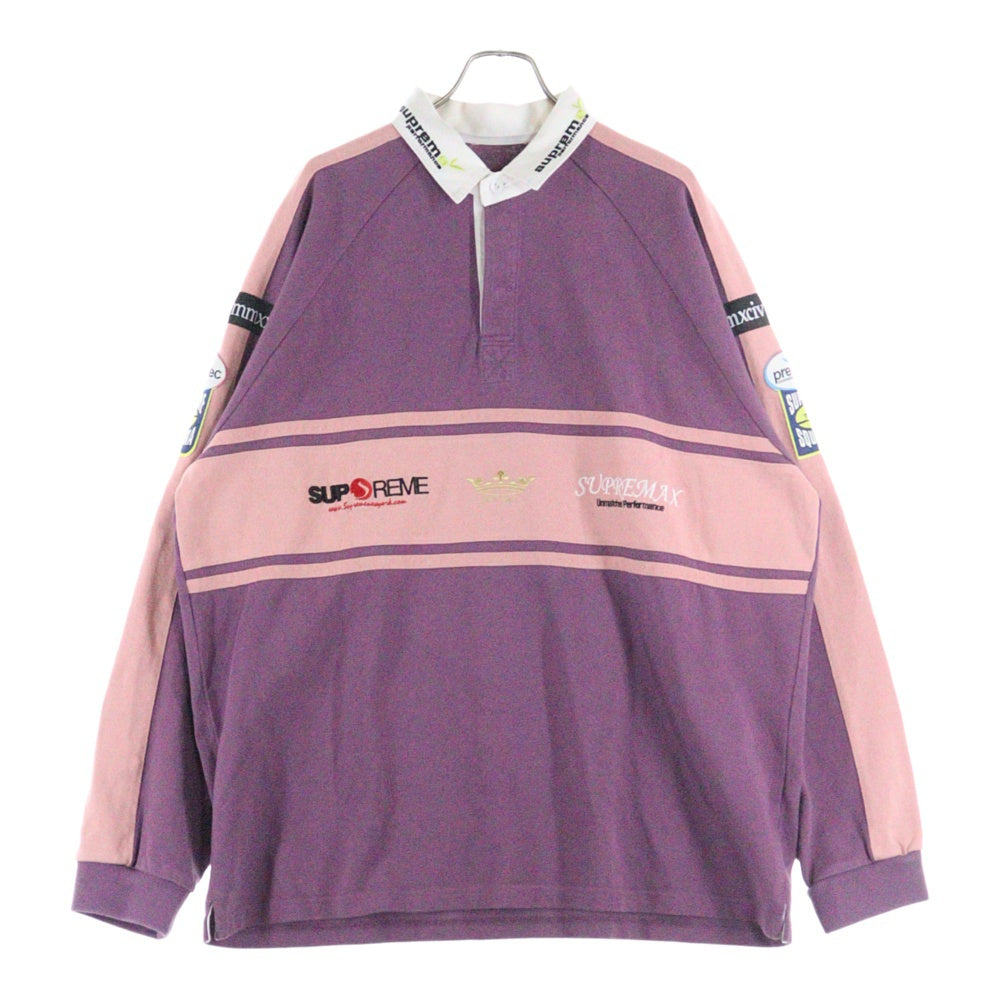 SUPREME(シュプリーム) 24AW Chest Stripe Rugby チェスト ストライプ ラグビー 長袖ポロシャツ パープル