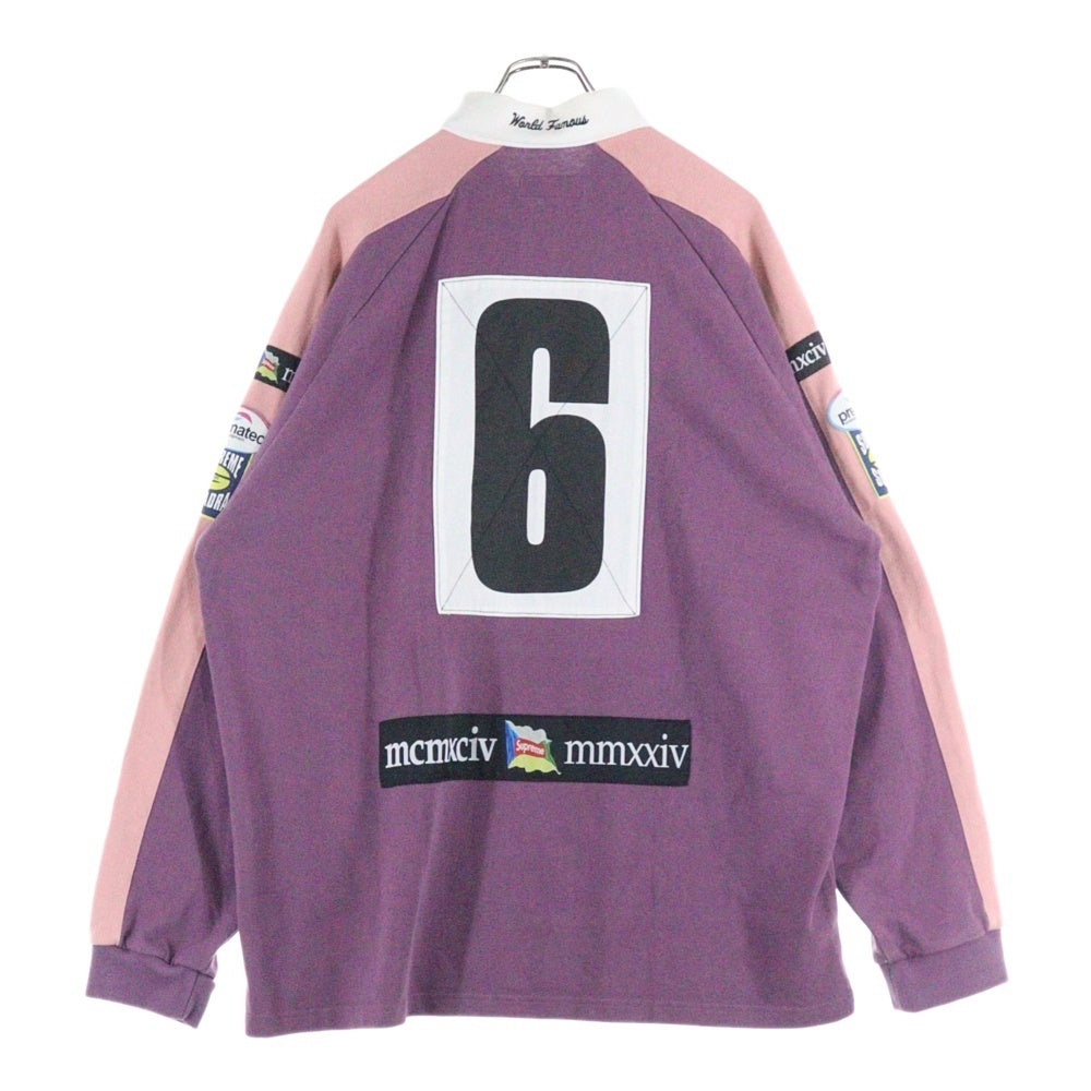 SUPREME(シュプリーム) 24AW Chest Stripe Rugby チェスト ストライプ ラグビー 長袖ポロシャツ パープル