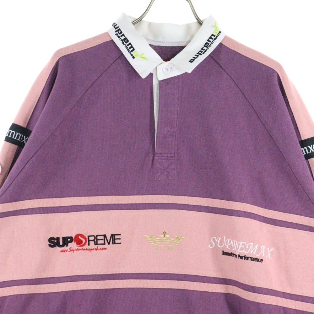 SUPREME(シュプリーム) 24AW Chest Stripe Rugby チェスト ストライプ ラグビー 長袖ポロシャツ パープル
