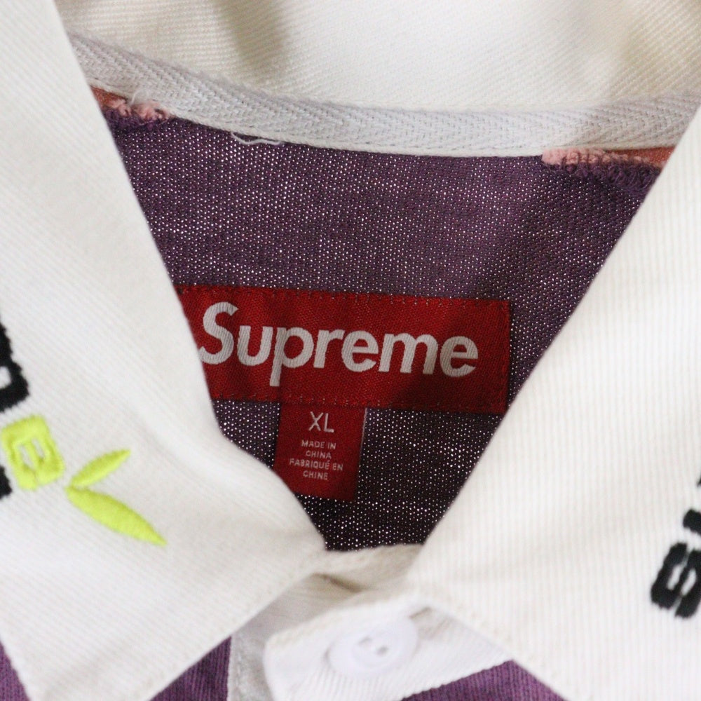 SUPREME(シュプリーム) 24AW Chest Stripe Rugby チェスト ストライプ ラグビー 長袖ポロシャツ パープル