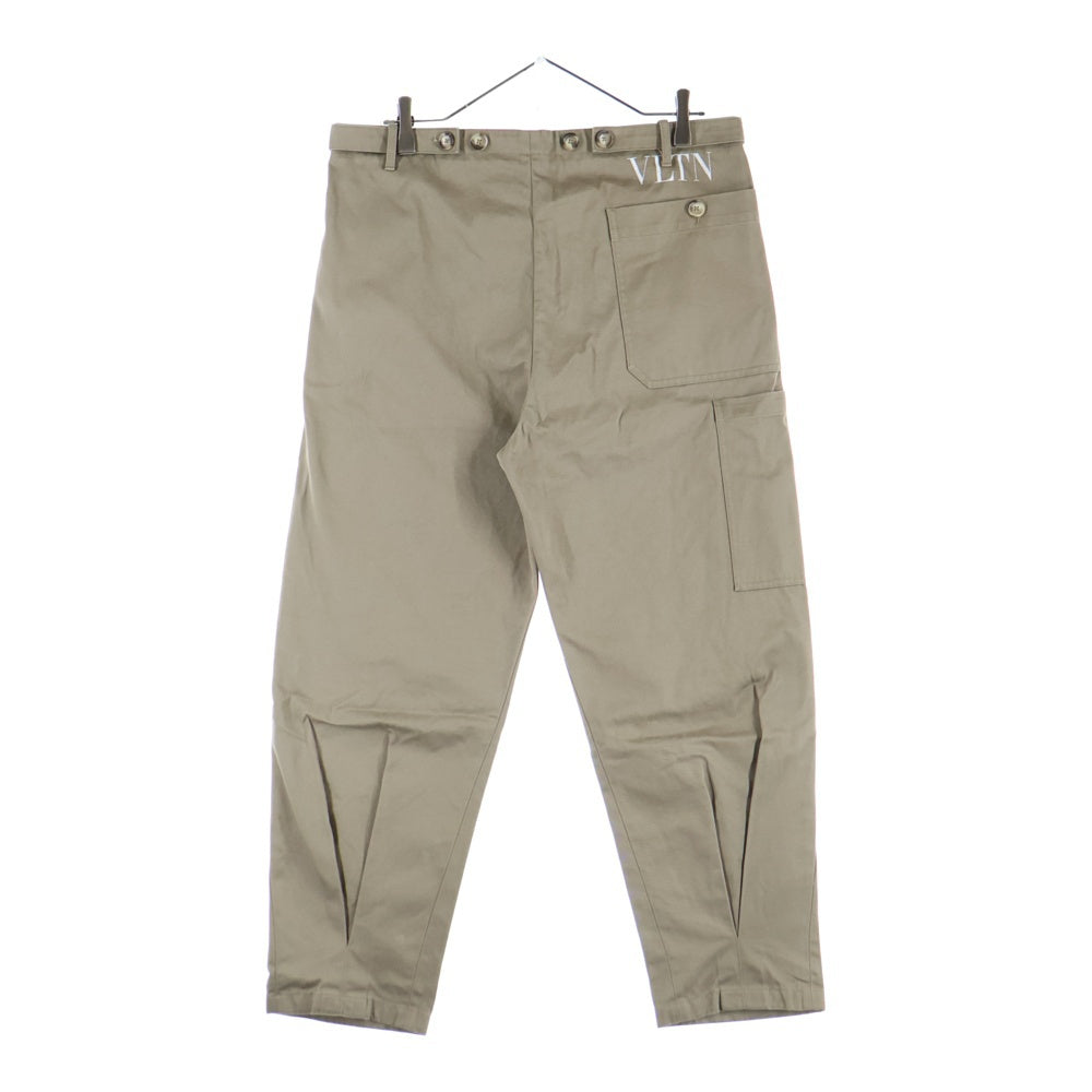 VALENTINO(ヴァレンティノ) Tuck Wide Chino Pants ロゴプリント タックワイドパンツ ベージュ PV0RE66348N