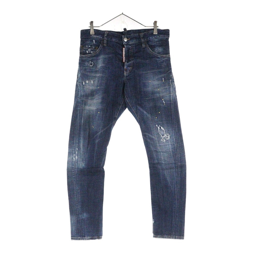 DSQUARED2(ディースクエアード) 20SS ダメージリペア加工ペイントスキニーデニムパンツ インディゴ S71LB0753 S30342