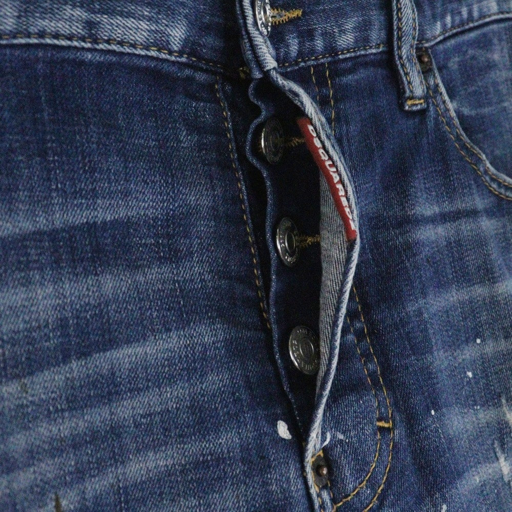 DSQUARED2(ディースクエアード) 20SS ダメージリペア加工ペイントスキニーデニムパンツ インディゴ S74LB0673 S30342