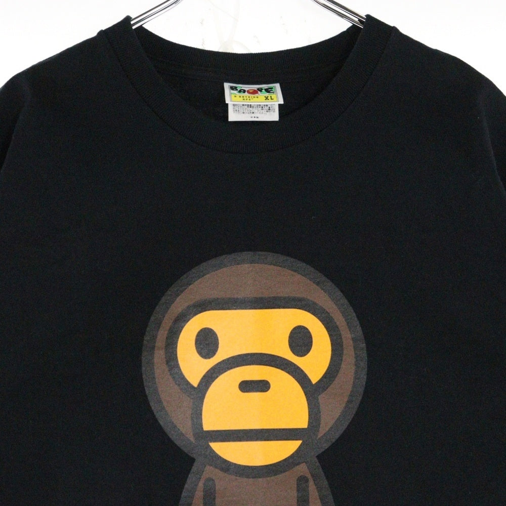 A BATHING APE(アベイシングエイプ) BABY MILO フロントプリント 半袖Tシャツ カットソー ブラック 002TEL301001M