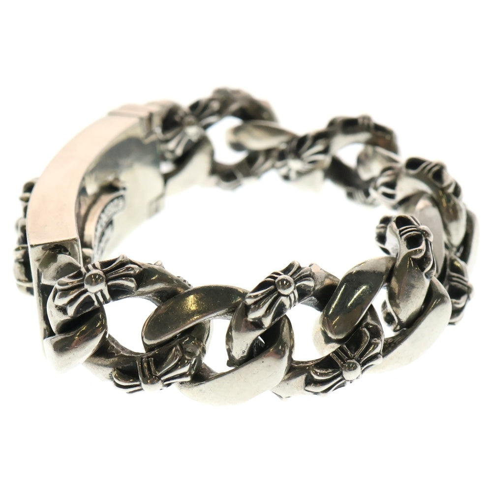 CHROME HEARTS(クロムハーツ) ID FLORAL CRS フローラルクロスIDファンシーリンク ブレスレット 11LINK シルバー BCA166