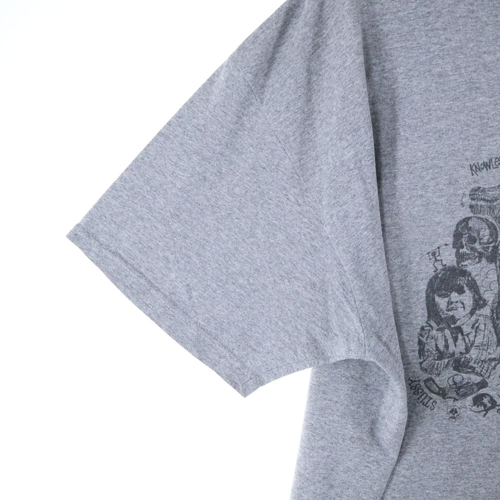 STUSSY(ステューシー) 00s OLD STUSSY KNOWLEDGE IS KING オールドステューシー グラフィックプリント クルーネック 半袖Tシャツ カットソー グレー