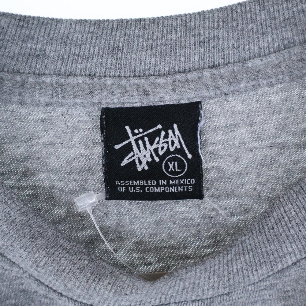 STUSSY(ステューシー) 00s OLD STUSSY KNOWLEDGE IS KING オールドステューシー グラフィックプリント クルーネック 半袖Tシャツ カットソー グレー