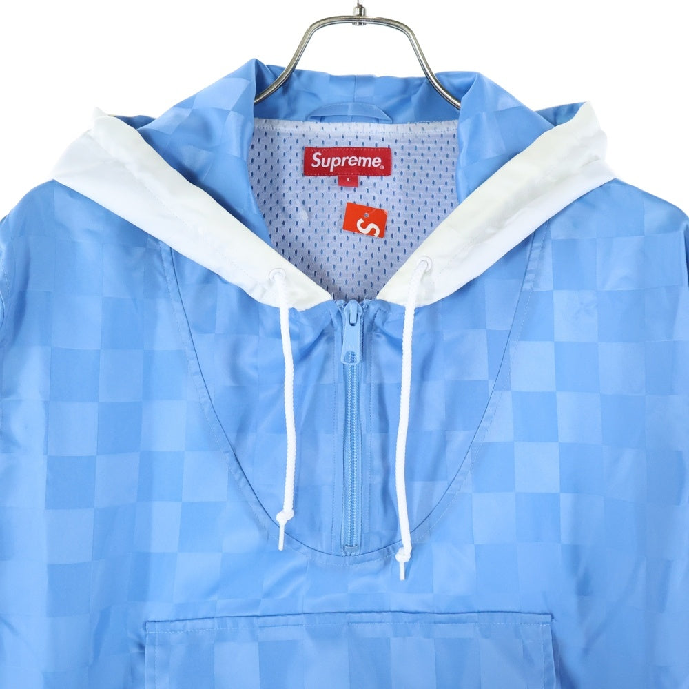 SUPREME(シュプリーム) 17SS Checkered Nylon Hooded Pullover チェック ナイロン プルオーバーパーカーフーディ ブルー