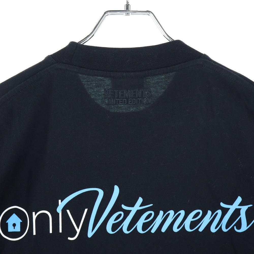 VETEMENTS(ヴェトモン) 25SS Only フロントプリント 半袖Tシャツ カットソー ブラック UA53TR160B